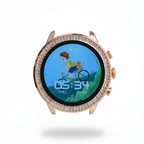 DW Lady Round Dial Smart Watch | 2-in-1 Combo | Pink Silicone & Diamond-Engraved Rose Gold Strap