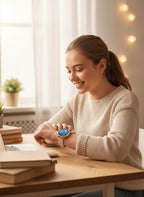 DW Lady Round Dial Smart Watch | 2-in-1 Combo | Pink Silicone & Diamond-Engraved Rose Gold Strap